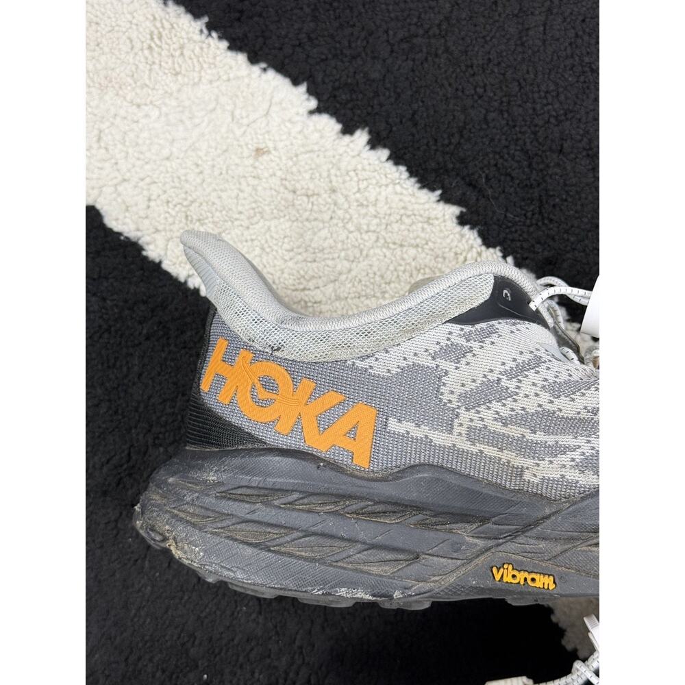 Hoka Speedgoat 5 Trail Running Shoes Grey Orange Vibram Mens Size 12D - Picture 2 of 15